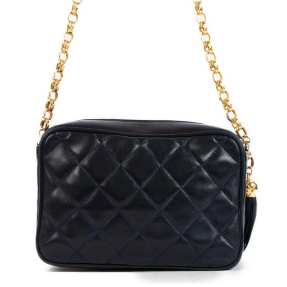 CHANEL CC Lambskin Leather Camera Crossbody 1992 Bag (Authentic Pre-Owned) Navy - Picture 2 of 16